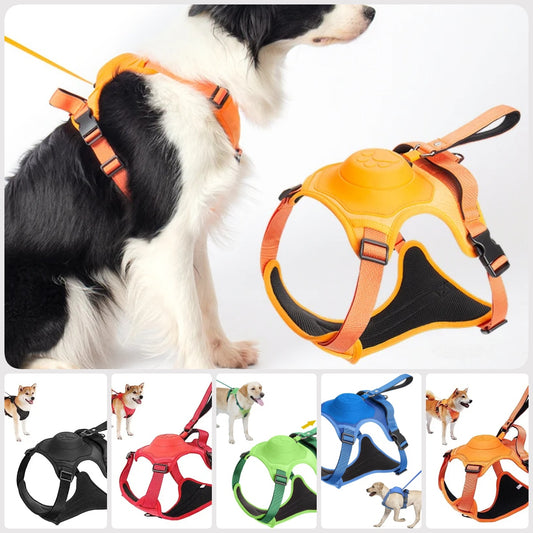 Hundegeschirr mit einziehbarer Leine, atmungsaktiv und verstellbar - Trainingsweste für Haustiere für den Außenbereich